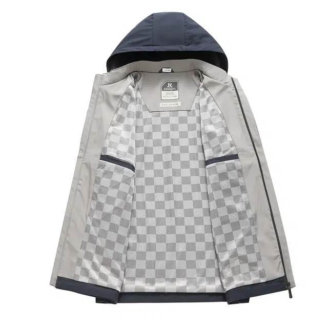 卡丹狄诺 可拆卸连帽春秋装防风纯色休闲日常透气通勤峰夹克外套 男款