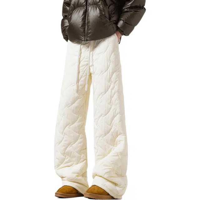 木林森 纯色简约加厚保暖宽松时尚潮流百搭舒适高街复古设计感直筒街头日常户外通勤休闲裤 男女同款