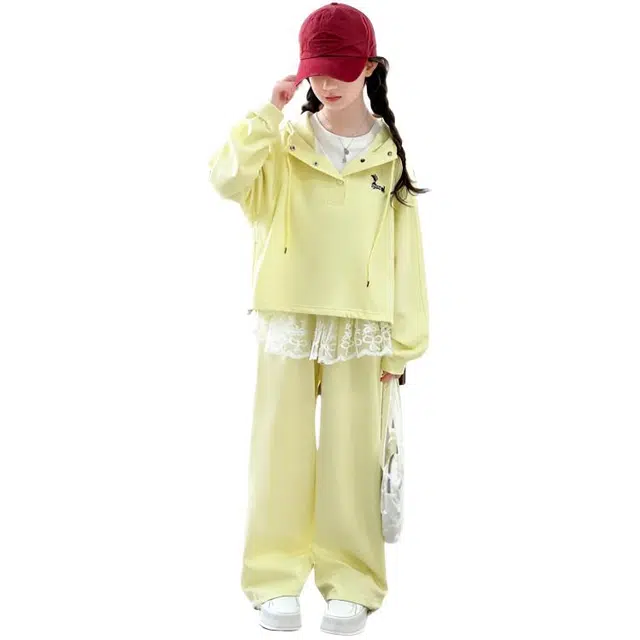 天才小熊休闲运动套装 女童春秋季时尚卡通大童潮牌小孩衣服 小女孩短袖洋气时髦 舒适帅气轻便