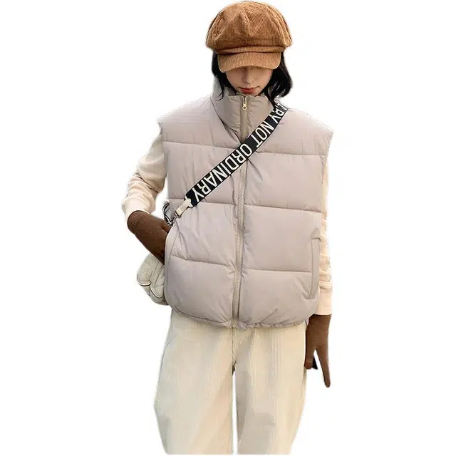 思蓓儿 马甲女秋冬韩版宽松双面穿马夹背心坎肩短款外套棉服 女款