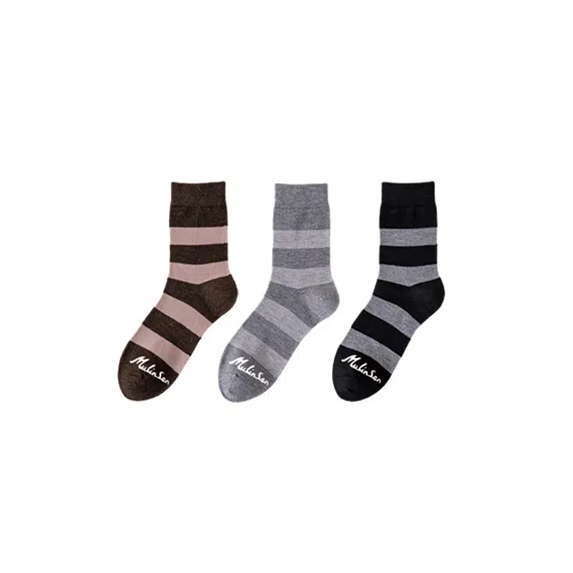 木林森 舒适百搭条纹设计吸汗透气运动训练袜潮流时尚经典干爽中筒袜 男女同款