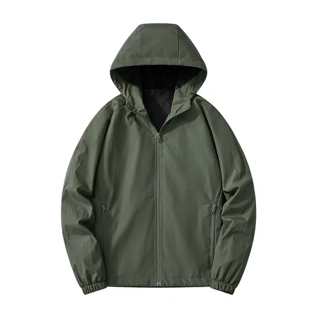 棉基因 美式高街纯色简约复古运动宽松休闲防风防水连帽落肩百搭飞行员夹克 男女同款