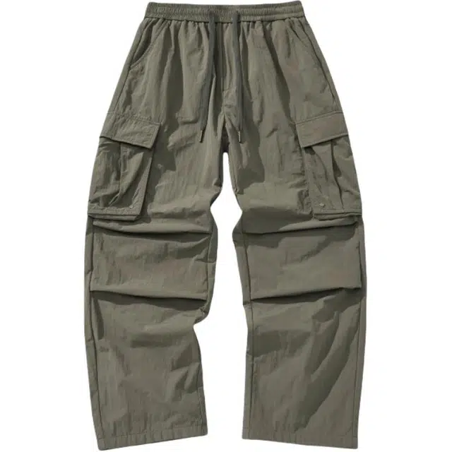 假日伯爵 纯色户外机能褶皱宽松直筒工装百搭简约休闲裤 男款