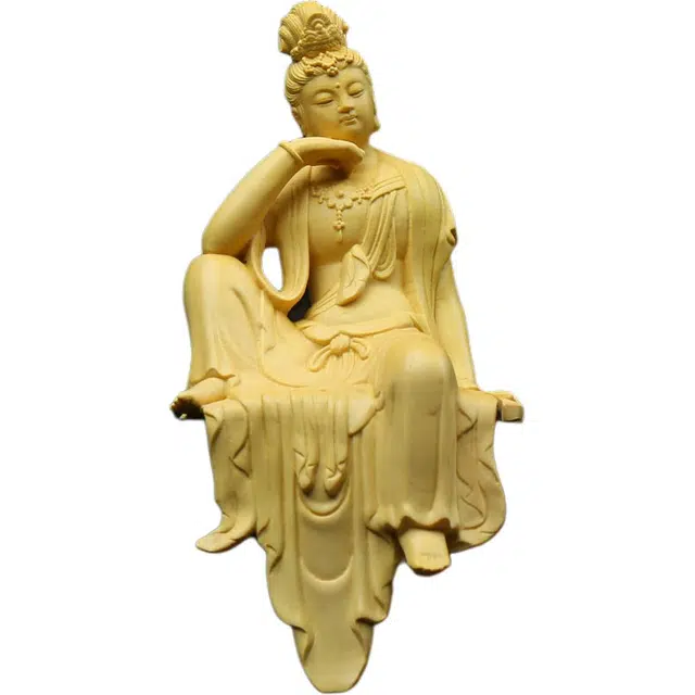 得笙陌 坐禅自在观音木雕禅意新中式摆设#好运 黄杨木 木作摆件 男女同款情侣款