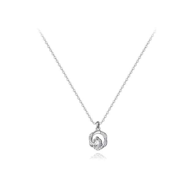 【纯银999】 六桂福珠宝 莫比乌斯 经典百搭小众设计精致高级感简约学生日常时尚轻奢约会通勤温柔气质可调节锁骨链 足银 项链 女款