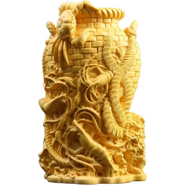 得笙陌 八方来财招财木雕大丰收 黄杨木 摆件 男女同款情侣款