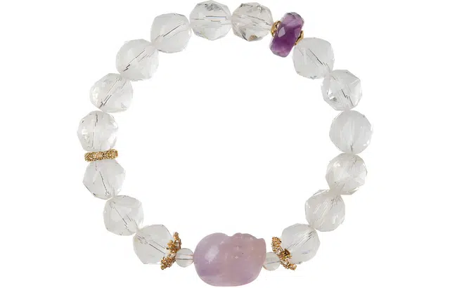 石头记 【紫气东来】紫韵貔貅圆润饱满招财纳福 钻切小众轻奢高级感设计 贵气显白新中式国风有质感#好运天然 白水晶 手串 女款