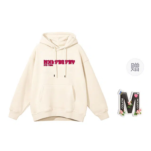 棉购 韩系学院风潮流时尚连帽上衣基础款休闲百搭加绒加厚宽松卫衣 女款