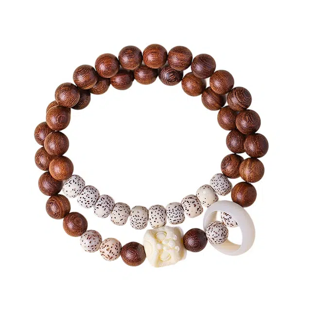 百慕眸 祥瑞醒狮 新中式国潮福气满满好运连连招财纳福转运珠 古风文玩#好运 金丝檀木 手串 男女同款情侣款