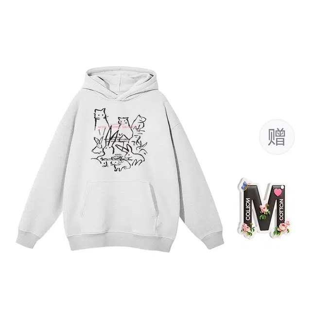 棉购 美式连帽潮流长袖卡通卫衣 男女同款
