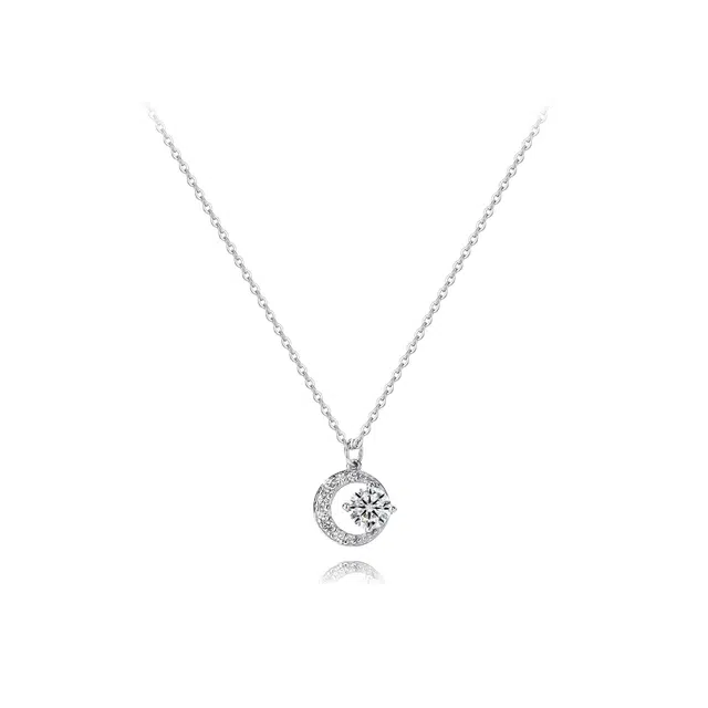 【纯银999】 六桂福珠宝 星月系列 经典百搭小众设计精致高级感简约学生日常时尚通勤轻奢约会温柔气质可调节锁骨链#好运 足银 项链 女款