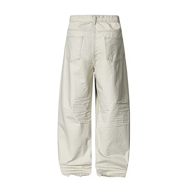 欧路得 高街水洗纹理运动工装裤男女夏季美式潮牌宽松阔腿休闲长裤子牛仔裤 男款