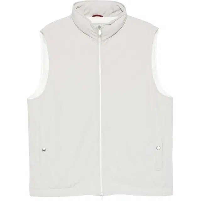Brunello Cucinelli FW25 Button Detail Zipper Stand Collar Sleeveless Down Vest