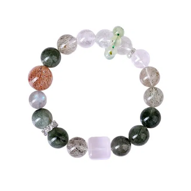 茂琼 简约 时尚 方糖国潮轻奢高级感小众百搭 绿发晶 手串 女款