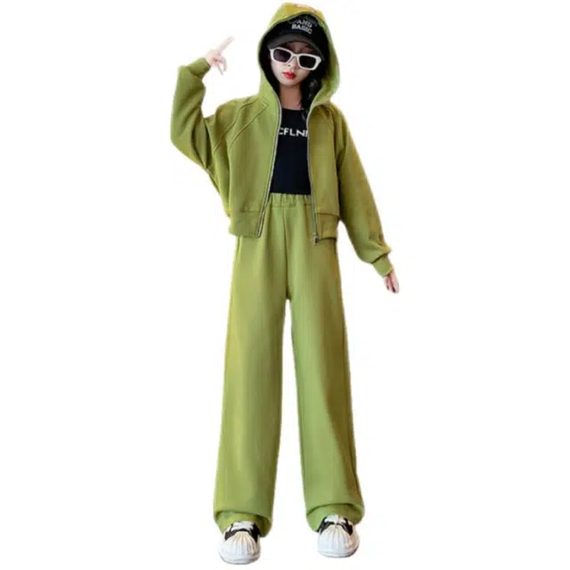 比比我休闲运动套装  女童春秋季帽子绣花大童潮牌小孩衣服 小女孩短袖洋气时髦 舒适帅气轻便