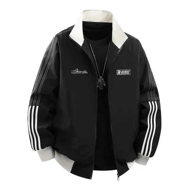 红蜻蜓 美式潮流设计感纯色徽章涂鸦数字字母印花宽松百搭舒适防风保暖休闲棒球服外套夹克 男女同款