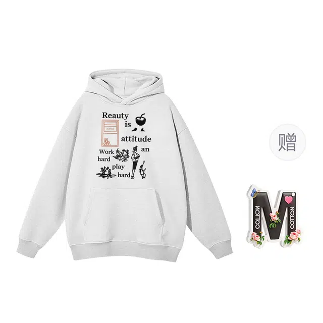 棉购 卡通连帽秋冬重磅加绒加厚美式宽松慵懒风上衣潮卫衣 男女同款