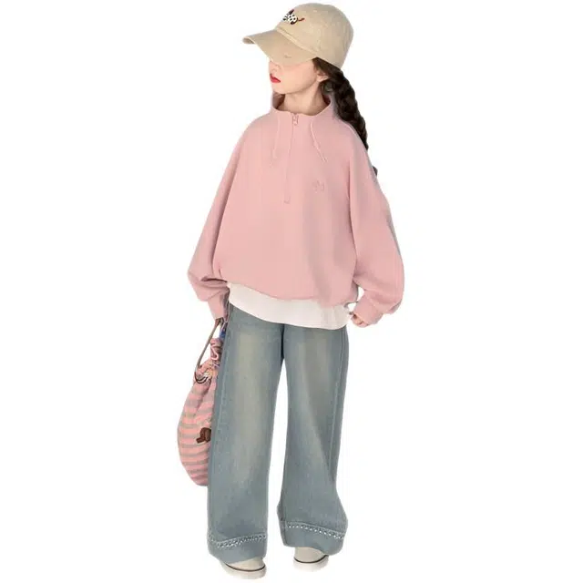 比比我休闲运动套装  女童春秋季绣花大童潮牌小孩衣服 小女孩短袖洋气时髦 舒适帅气轻便