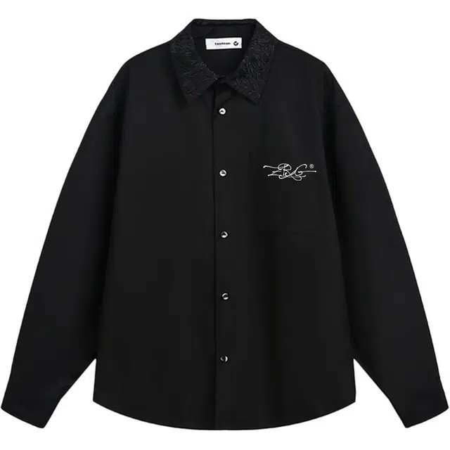 梓润格 美式复古无性别主义简约宽松舒适字母印花纯色设计高级痞帅酷飒户外运动学院风休闲日常经典氛围感秋季时尚百搭长袖衬衫 男女同款