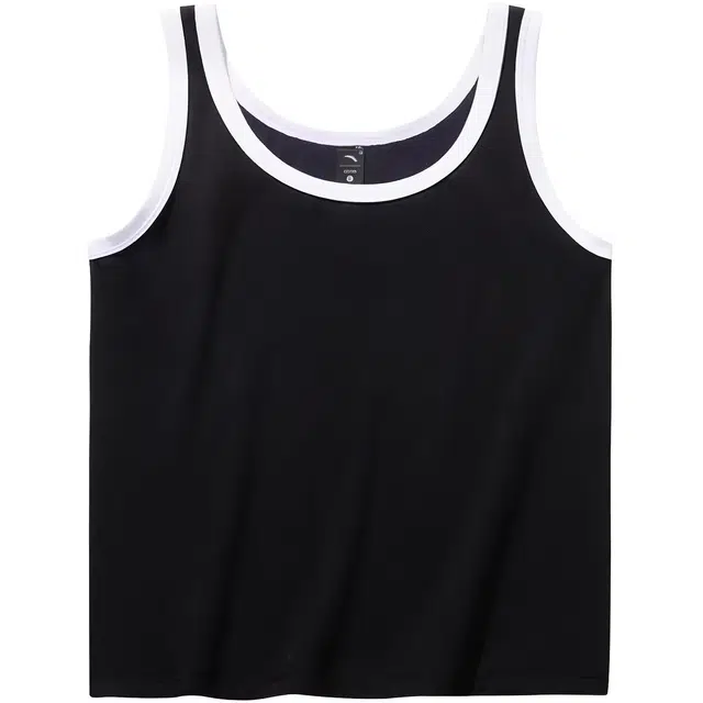 超级安踏 休闲简约拼色套头条纹运动背心 女款 基础黑