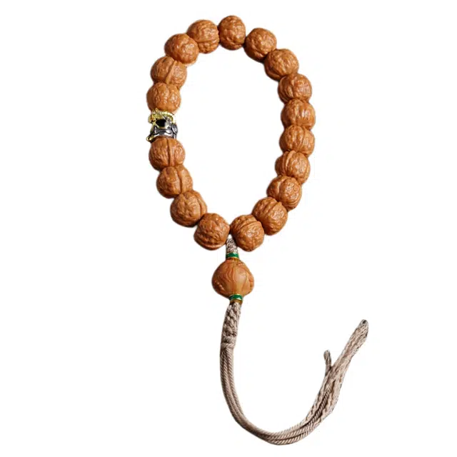 宣华意 高端藏式民族风复古设计 雕刻蟾宗原籽手持盘文玩佛念珠配饰单圈 步步高升 八方来财#好运 猴头核桃 手串 男女同款情侣款