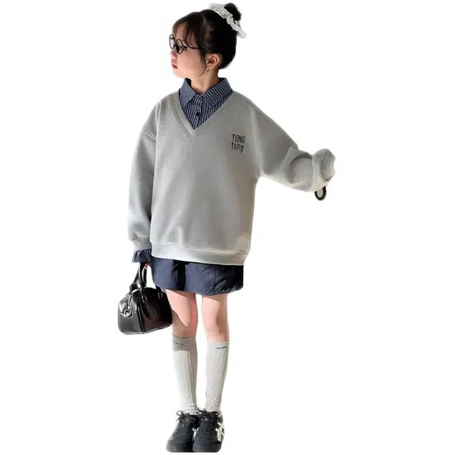 比比我休闲运动套装  女童春秋季韩版大童潮牌小孩衣服 小女孩短袖洋气时髦 舒适帅气轻便