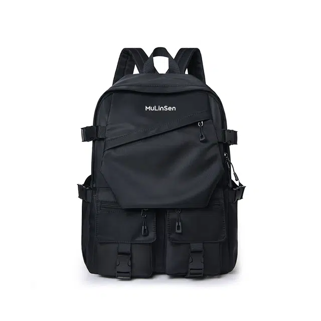 木林森 时尚简通勤学院风纯色潮流拉链开合防泼水 尼龙 双肩包 常规 男款 多色