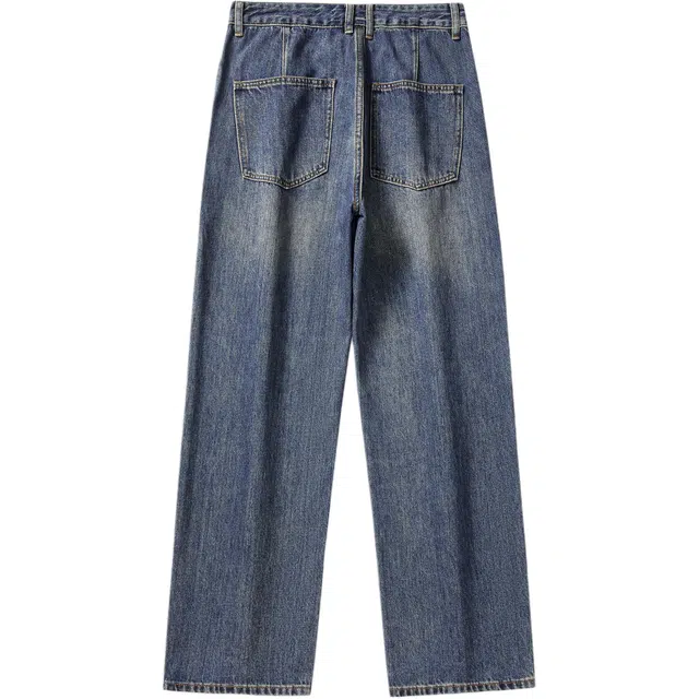 希越 宽松直筒长裤男秋冬潮牌拼接美式复古阔腿休闲牛仔裤 男款