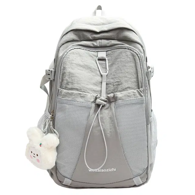 笛贝嘉 韩版大容量简约褶皱休闲旅行背包潮牌时尚学生书包 尼龙 双肩包 男女同款情侣款 多色