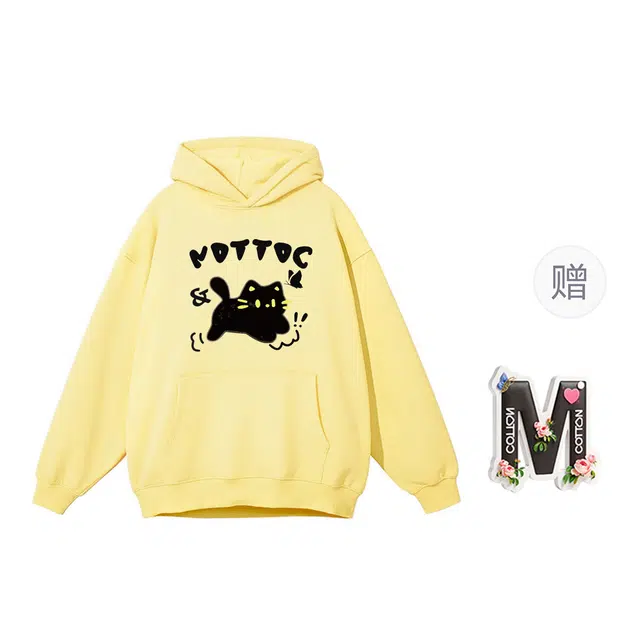 棉购 连帽潮流加绒加厚宽松帽衫卡通美式重磅外套上衣卫衣 女款