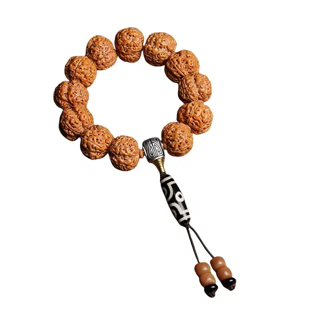 宣华意 精品原籽 民族风复古轻奢高级龙纹藏式天珠玛瑙配饰佛念珠单圈 幸福安康 日进斗金#好运 金刚菩提 手串 男女同款情侣款