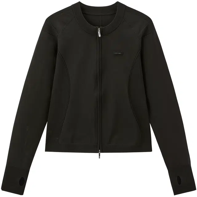 太平鸟 时尚简约高弹力纱线无缝双拉链开衫修身休闲针织衫 女款