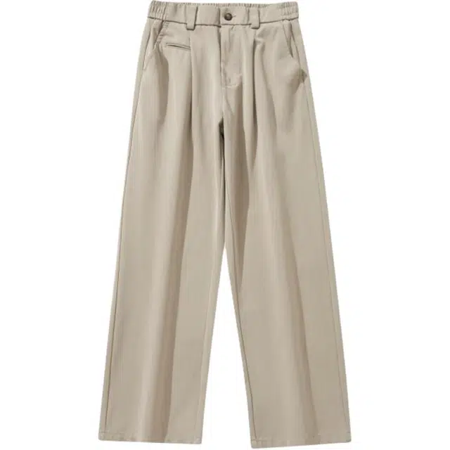 假日伯爵 美式潮流轻奢纯色简约基础款宽松直筒垂感拖地裤舒适亲肤柔软凉感透气运动西裤长裤休闲裤 男款