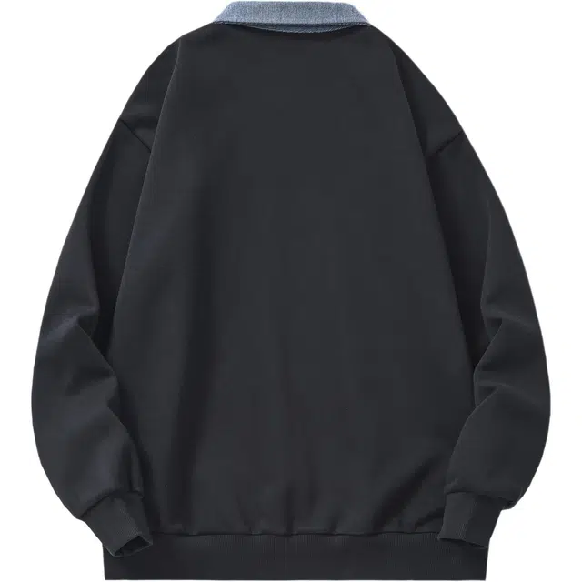 希越 假两件潮牌学院风翻领百搭休闲卫衣 男款