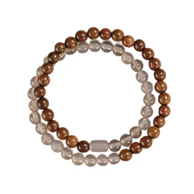 百慕眸 新中式古风文玩百搭复古盘玩礼盒叠戴#好运 金丝檀木 手串 男女同款情侣款