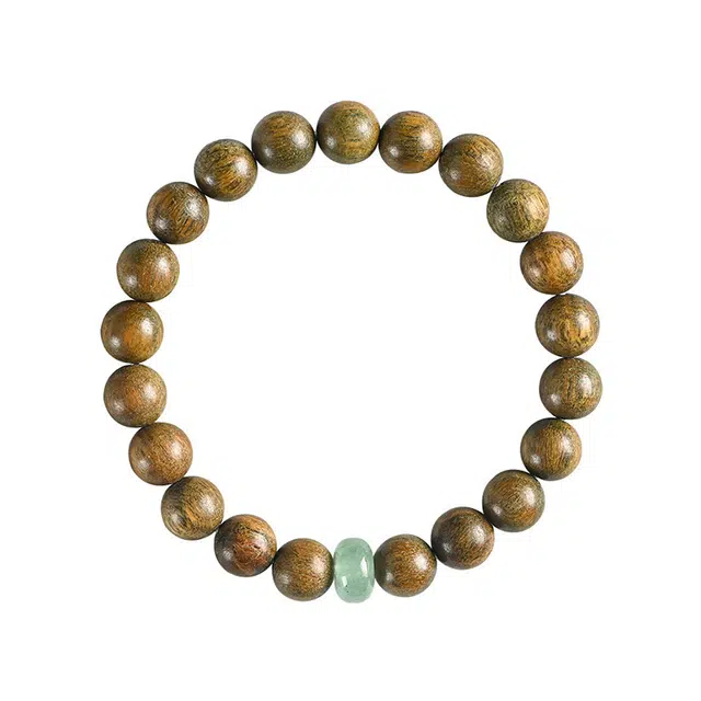 百慕眸 转运珠串珠 新中式古风国潮复古文玩珠串 平安喜乐招财纳福单圈简约个性百搭设计礼盒款#好运 檀木 手串 男女同款情侣款