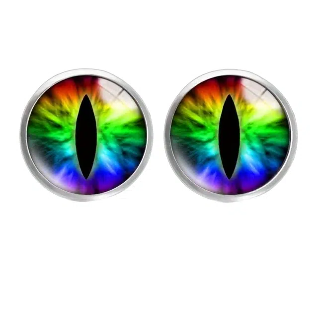 清脆小溪 个性 七彩瞳孔耳饰 潮流创意高级感轻奢欧美风设计 合金 耳钉 女款