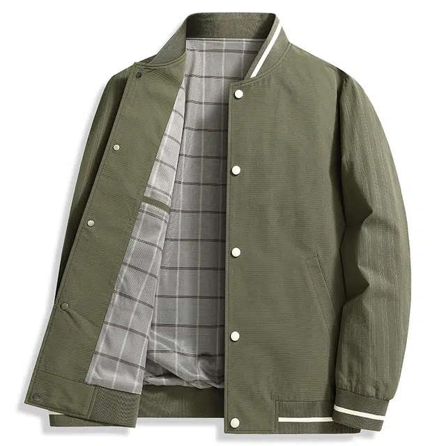 老爷车 美式休闲短款轻奢舒适春秋季棒球领抗皱吸汗透气时尚潮流单排扣夹克外套 男款