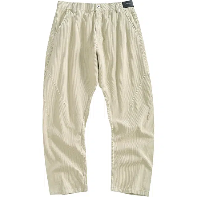 遨宇 春季 美式极简风潮牌纯棉重磅灯芯绒复古高街痞帅高级感裤情侣慵懒风百搭阔裤松弛感拖地裤男休闲裤 宽松型 男女同款