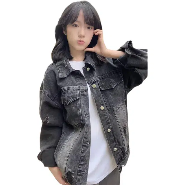徐百货 美式潮牌水洗做旧春秋季帅气宽松复古上衣潮流百搭牛仔外套 男女同款