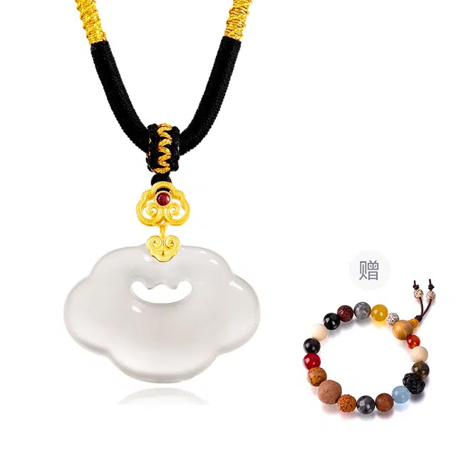 中国黄金 央创时尚 称心如意锁骨链 新中式古风 平安锁 小众设计  节日 纪念日 玉髓 项链 女款