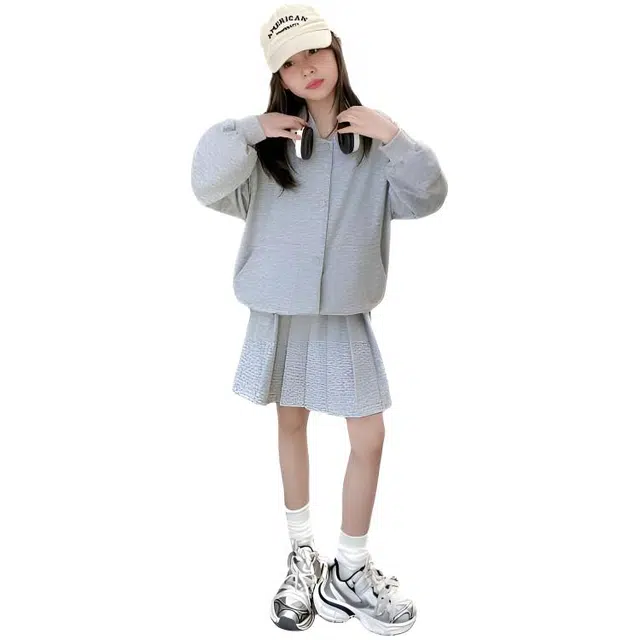 比比我休闲运动套装  女童春秋季棒球服大童潮牌小孩衣服 小女孩短袖洋气时髦 舒适帅气轻便