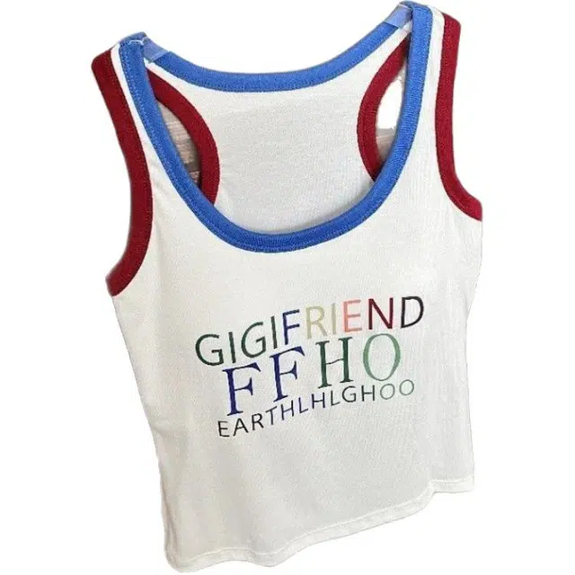 轻迎 美式彩色字母印花撞色背心女修身辣妹风显瘦短款内搭外穿上衣吊带 女款