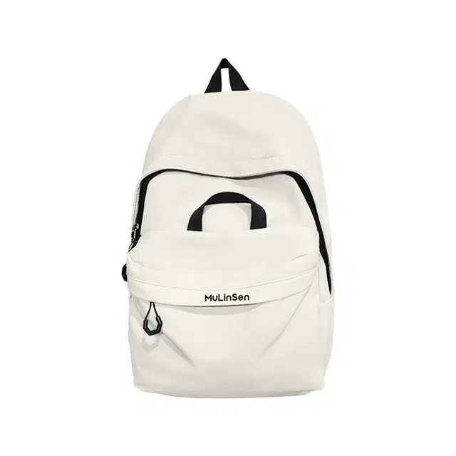 木林森 日韩简约纯色学院风初高中大学上课通勤防泼水时尚潮流拉链开合旅行背包 涤纶拼尼龙 双肩包 男女同款情侣款 多色