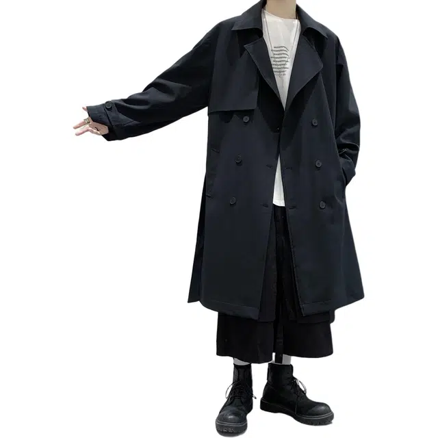 木林森 复古经典廓形高级感气质宽松双排扣中长款风衣 男女同款