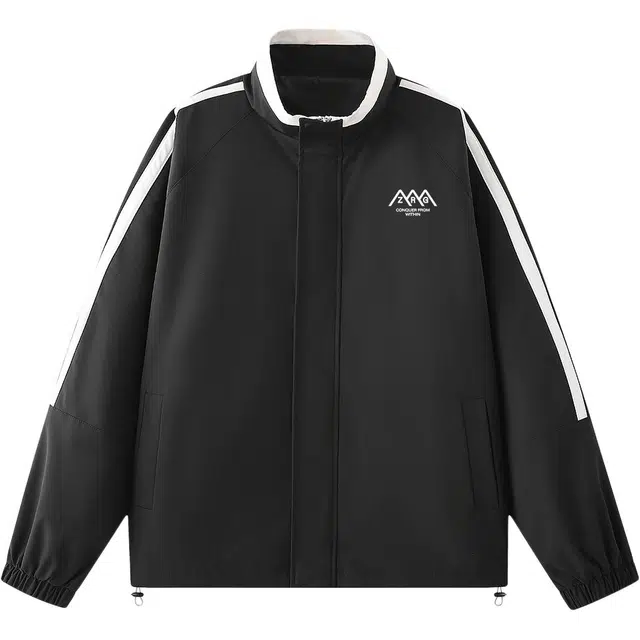 梓润格 秋季美式复古撞色痞帅酷飒小众舒适条纹拼色户外运动日常百搭经典宽松高级设计氛围感休闲无性别主义校园风外套夹克 男女同款