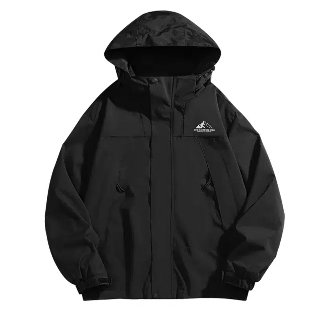 棉基因  全天候系列户外纯色防油污连帽外套单层  轻量透气防水防风冲锋衣 男女同款