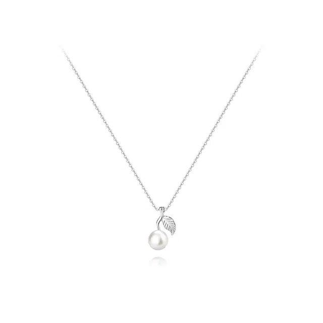 【纯银999】 六桂福珠宝 叶子 小众设计经典百搭精致高级感简约学生日常时尚轻奢约会通勤温柔气质可调节锁骨链 足银 项链 女款