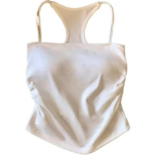 轻迎 纯欲辣妹带胸垫背心女夏季外穿内搭一体美背性感显瘦短款上衣吊带 女款