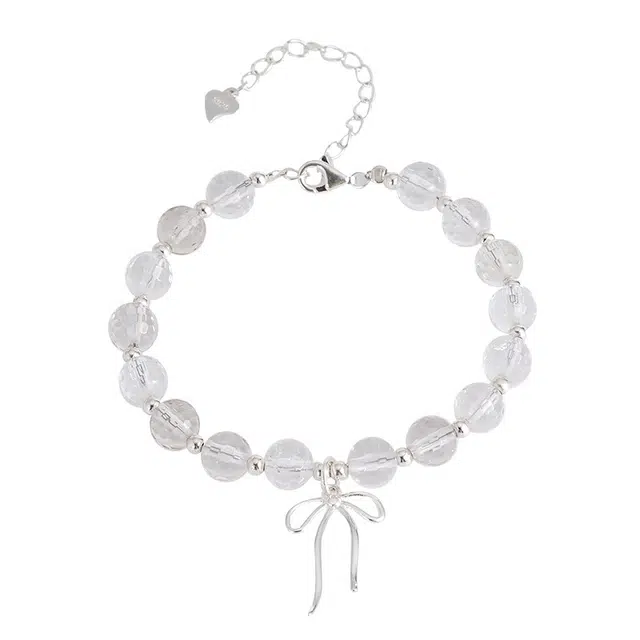 陌阡雪 招财蝴蝶串珠  浪漫轻奢小众设计高级感时尚通勤小清新璀璨精致气质 恋爱告白#好运天然 白水晶 手链 女款